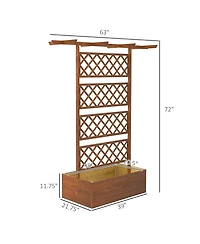 Outsunny Wood Raised Garden Bed, Planter with Trellis for Climbing Plants