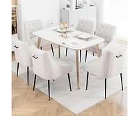 Dyhome Modern Upholstered Dining Chairs Set of 6, Mid Century Kitchen Side with 5.12” Cushions and Back Pull Rod for Kitchen, Living Roo