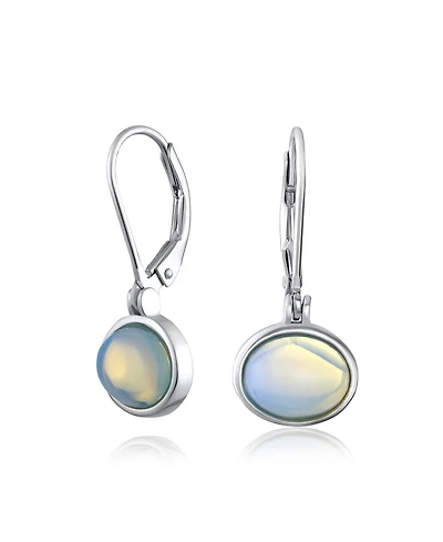Bling Jewelry Simple Bezel Set Dangle Earrings with Amber Jade Moonstone Onyx