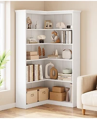 gaomon Corner Bookshelf 72.8in Farmhouse Bookcase Large Bookshelf