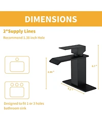 Waterfall Spout Bathroom Sink Faucet, Single Handle 1/3 Hole Deck Mount Basin Hot & Cold Water Tap for Bathroom Lavatory