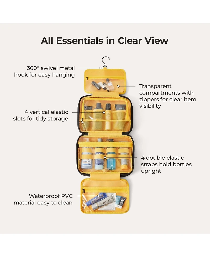 Bagsmart Walker Hanging Travel Toiletry Bag with Waterproof Compartment Tangerine