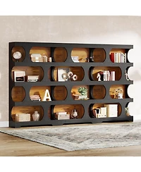 Tribesigns 71" Tall Bookcase Set of 2, 4-Tier S-Shaped Bookshelf, Wood Decorative Storage Shelving, Modern Freestanding Display Shelves