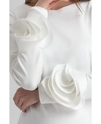 Pietro Brunelli Maternity Maternity Long Sleeve Sheath Amalfi Dress with Rose Detail
