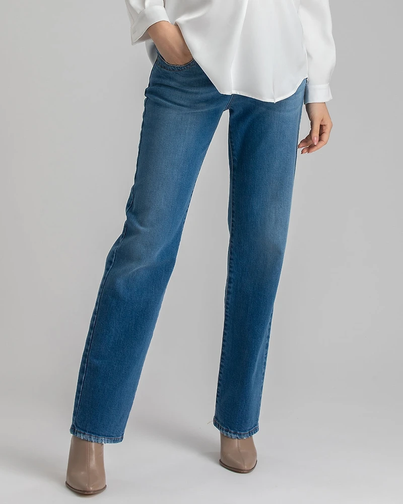Maternity High-Waisted Elastic Band & Straight-Leg Jeans