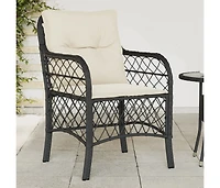 Patio Chairs with Cushions 2 pcs Black Poly Rattan