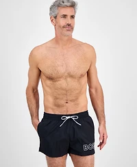 Boss by Hugo Men's Mooneye Outlined Logo Drawstring 3" Swim Trunks