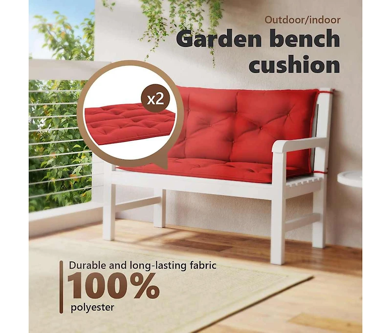 Garden Bench Cushion Red 39.4"x(19.7"+19.7")x2.8" Oxford Fabric