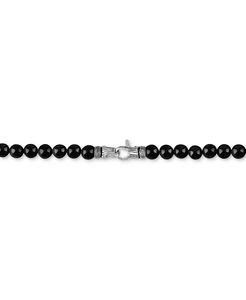 Esquire Men's Jewelry Black Onyx Bead 22" Necklace in Sterling Silver, Exclusively at Macy's