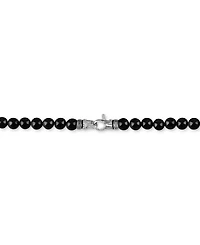 Esquire Men's Jewelry Black Onyx Bead 22" Necklace in Sterling Silver, Exclusively at Macy's
