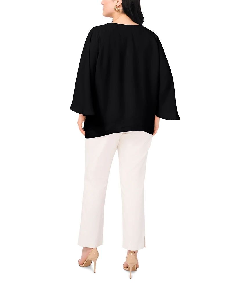 Vince Camuto Plus Split-Neck 3/4-Angel-Sleeve Blouse