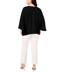 Vince Camuto Plus Split-Neck 3/4-Angel-Sleeve Blouse