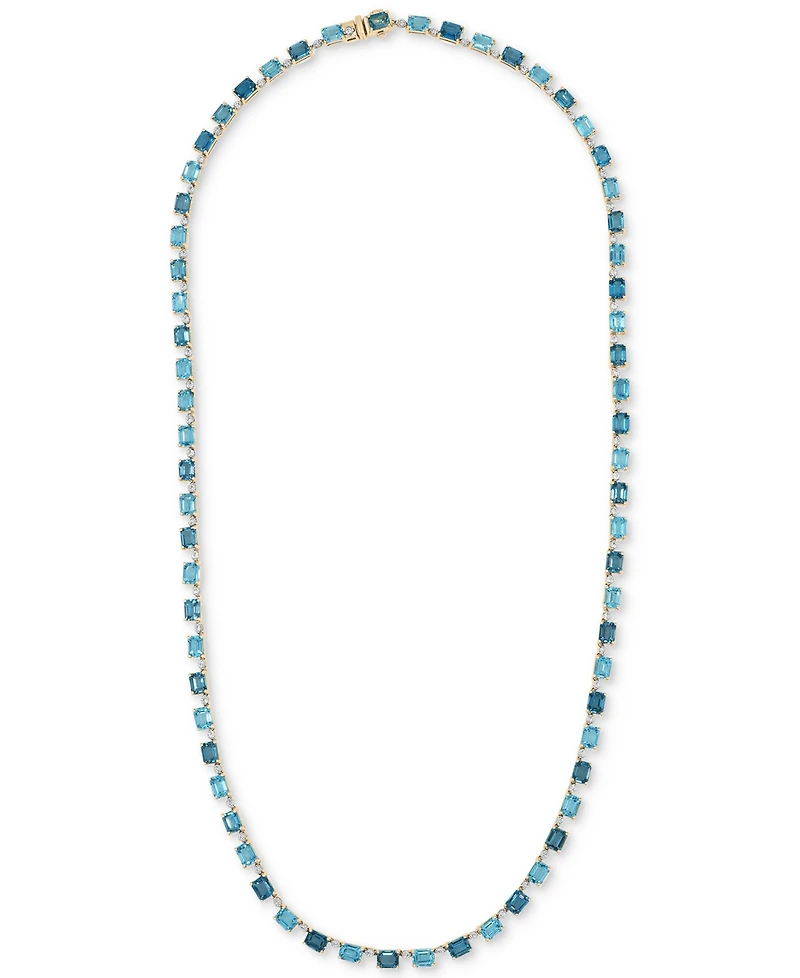 London Blue Topaz (5-7/8 ct. t.w.), Blue Topaz (4-7/8 ct. t.w.), & Diamond (3/4 ct. t.w.) 17" Collar Necklace in 14k Gold