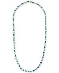 London Blue Topaz (5-7/8 ct. t.w.), Blue Topaz (4-7/8 ct. t.w.), & Diamond (3/4 ct. t.w.) 17" Collar Necklace in 14k Gold