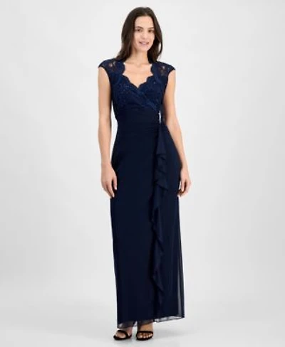 Connected Womens Lace Column Gown