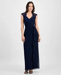 Connected Womens Lace Column Gown