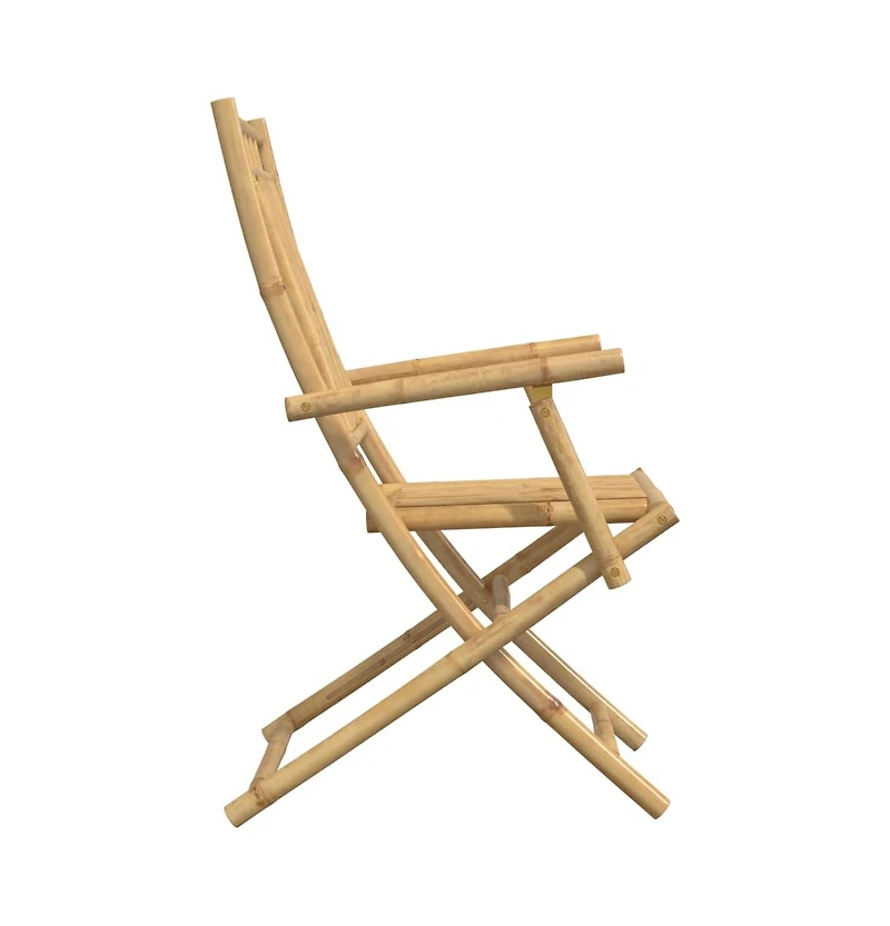 vidaXL Garden Chair Set of 2 Natural Bamboo Bamboo Medium Foldable
