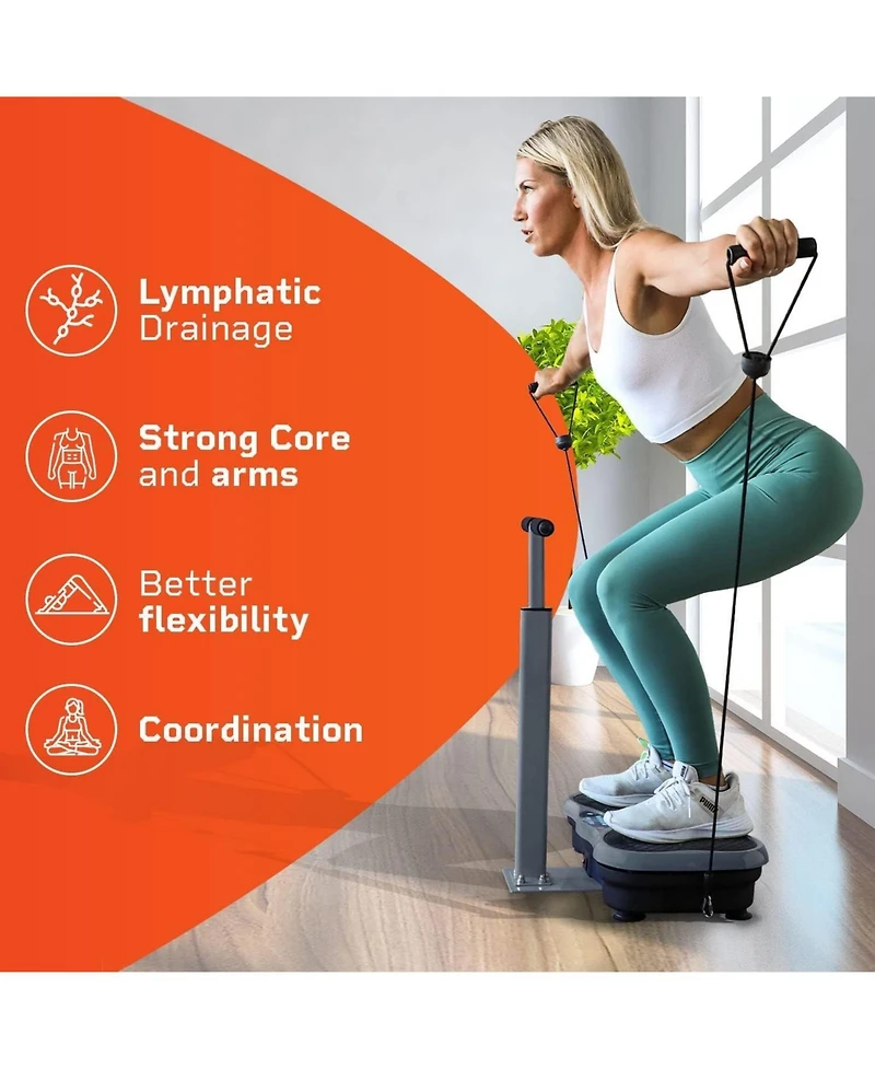 LifePro Vibration Plate Machine with Handlebar & Acupoints for Full-Body Fitness - Dark Gray