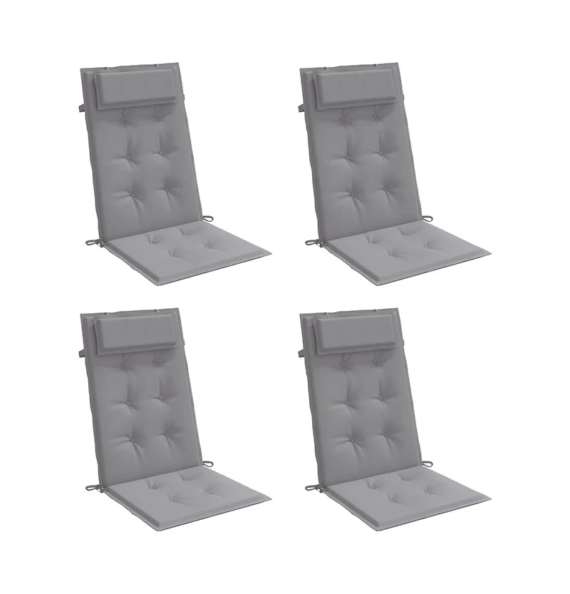 Highback Chair Cushions 4 pcs Gray Oxford Fabric