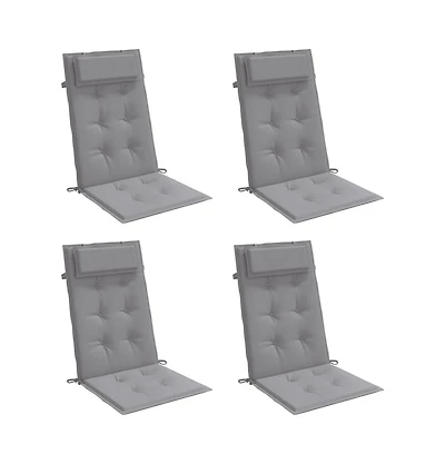 Highback Chair Cushions 4 pcs Gray Oxford Fabric