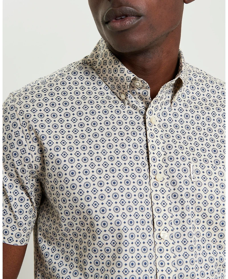 Ben Sherman Men's Block Geo Print Short Sleeve Shirt