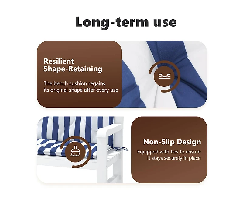 Garden Bench Cushions 2pcs Blue&White Stripe 47.2"x19.7"x2.8" Fabric