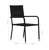 Patio Dining Chairs 4 pcs Stackable Black Poly Rattan