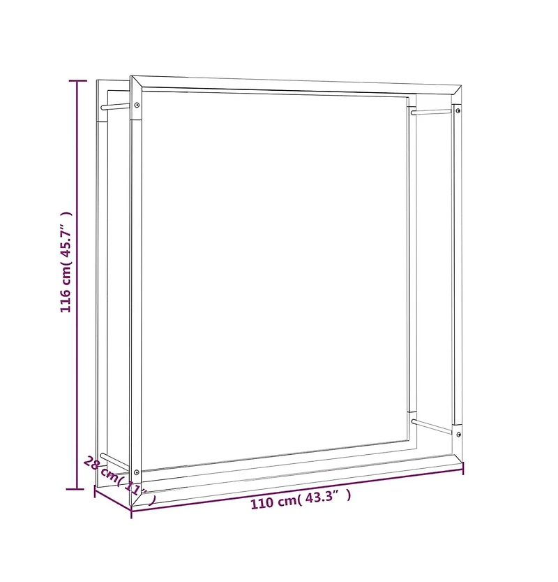 Firewood Rack Matt Black 43.3"x11"x45.7" Steel