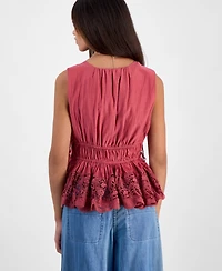 Lucky Brand Women's Sleeveless Ruched Side-Tie Top