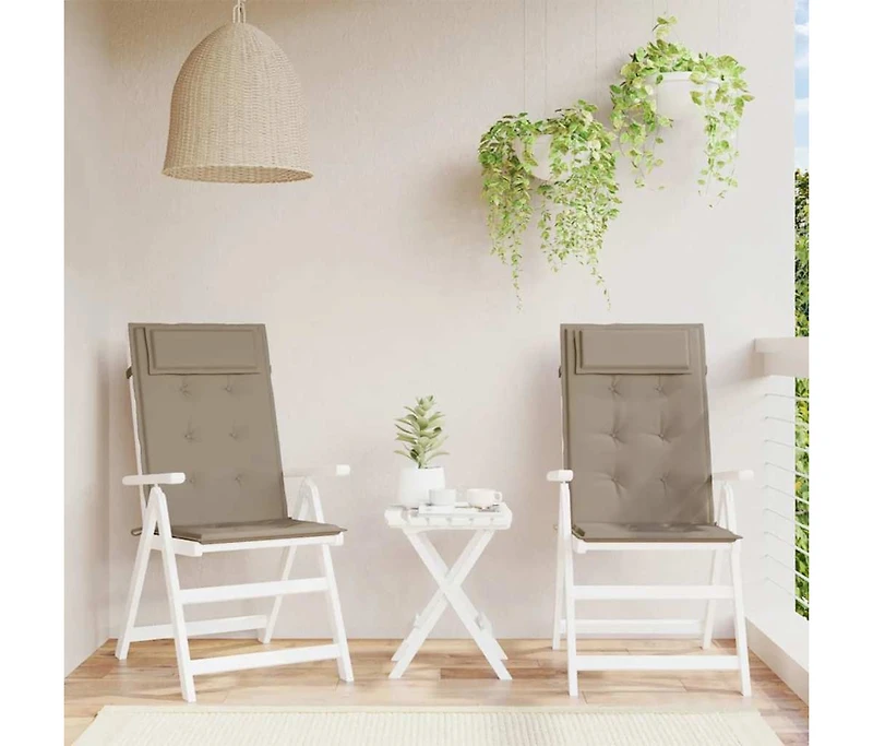 vidaXL Highback Chair Cushions 2 pcs Taupe Oxford Fabric