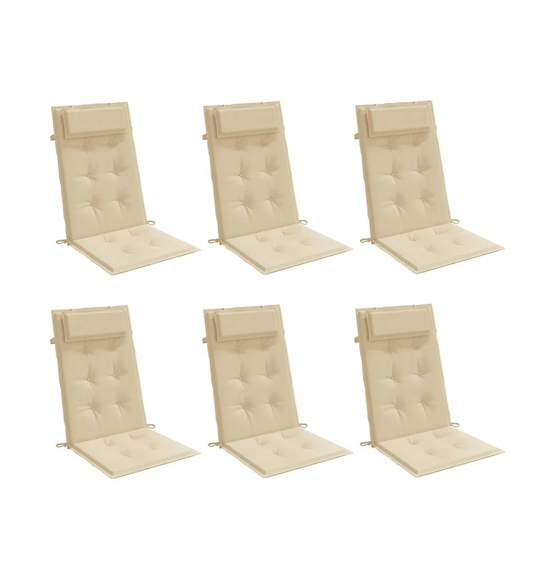 vidaXL Highback Chair Cushions 6 pcs Beige Oxford Fabric