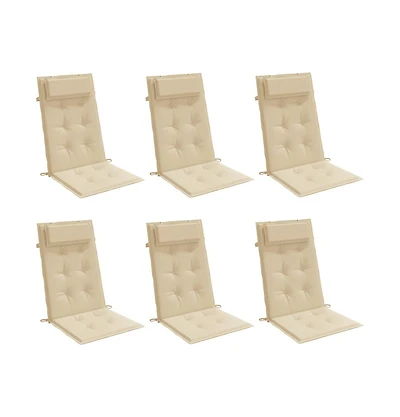 vidaXL Highback Chair Cushions 6 pcs Beige Oxford Fabric