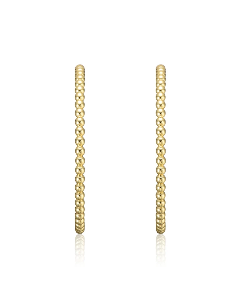 Modern Texture Bead C-Hoop Earrings White Gold Plated or 14K