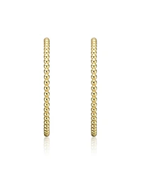 Modern Texture Bead C-Hoop Earrings White Gold Plated or 14K