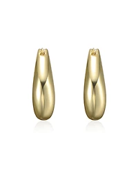 Artistic Puffy Hoop Earrings White Gold Plated or 14K