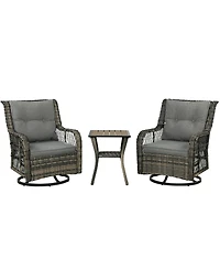 Outsunny 3 Pieces Wicker Bistro Set, Rocking Patio Furniture Set,