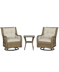 Outsunny 3 Pieces Wicker Bistro Set, Rocking Patio Furniture