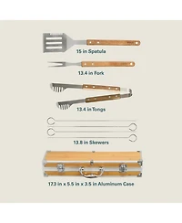 Gibson Home Barbeque Pro 8 Piece Bbq Tools W/ Acacia Wood Handles and Aluminum Storage Box