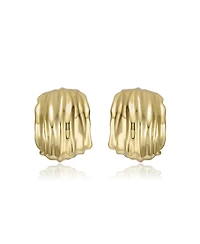 Nature Basket Weave Chunky C-Hoop Earrings White Gold Plated or 14K