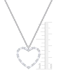 Diamond Round & Baguette Open Heart 18" Pendant Necklace (1/2 ct. t.w.) in 10k White Gold