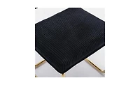 Slickblue Modern Armless Dining Chairs – Gold Metal Base, Corduroy Upholstery with Channel Tufting, Set of 2