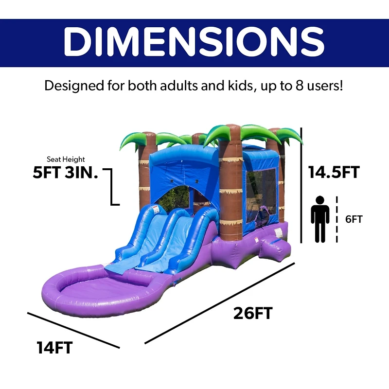 HeroKiddo Enchanted Forest Commercial Grade Bounce House Water Slide with Splash Pool for Kids and Adults (with Blower), Basketball Hoop, Outdoor Indo