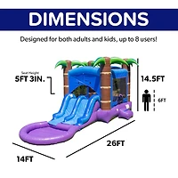 HeroKiddo Enchanted Forest Commercial Grade Bounce House Water Slide with Splash Pool for Kids and Adults (with Blower), Basketball Hoop, Outdoor Indo