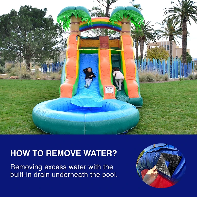 HeroKiddo 13 Summer Breeze Commercial Grade Water Slide with Pool for Kids and Adults (with Blower), Wet Dry Use, Outdoor Indoor, Birthday Party, Rent
