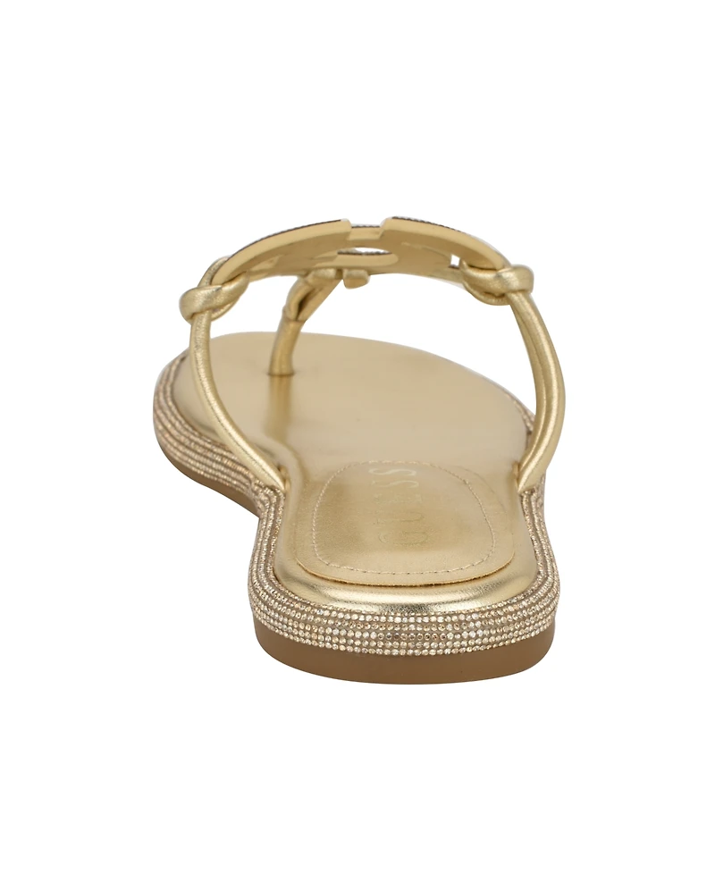 Guess Women's Saima G Cutout Rhinestone Flat Sandals