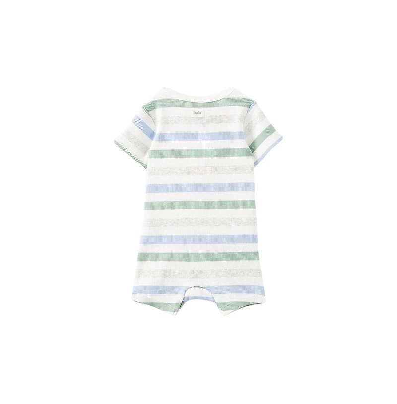 Cotton On Baby Boys The Billie Short Sleeve Zip Romper