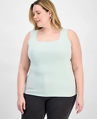 Style & Co Plus Cotton Square-Neck Tank Top, Exclusively at Macy's