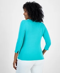Style & Co Women's Pima Cotton 3/4-Sleeve Boat-Neck Top, Created for Macy's