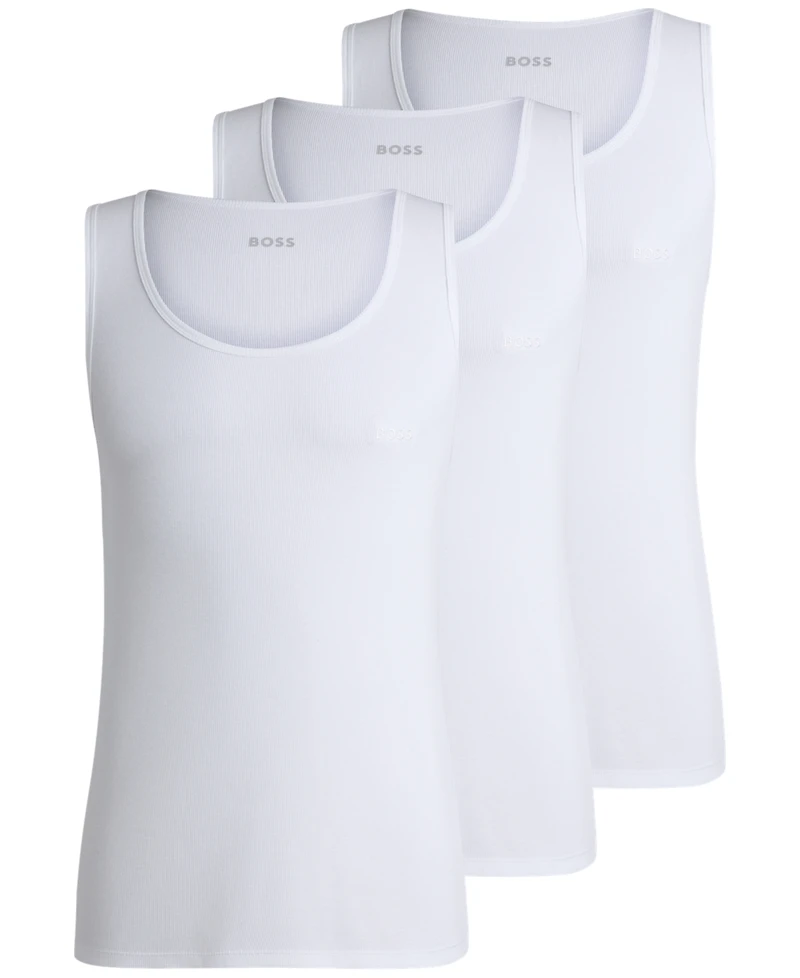 Boss by Hugo Boss Men's 3-Pack Classic Ribbed Tank Tops