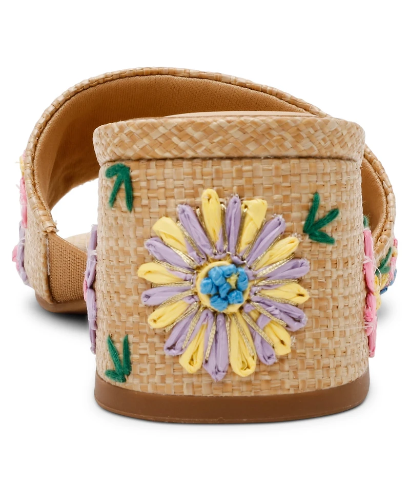 Anne Klein Women's Dolls Embroidered Raffia Block Heel Sandals